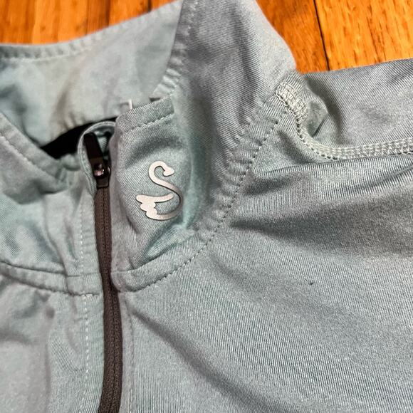 Swannies Shirt Mens Small Performance Quarter Zip Long Sleeve Golf Green Blue - Picture 2 of 9